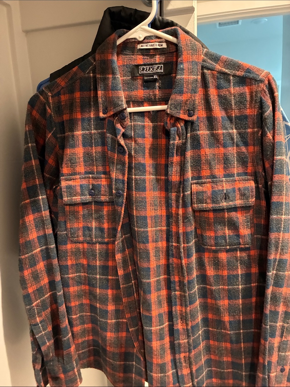 Ezekiel Rust Orange and Charcoal Plaid Flannel Shirt Jacket